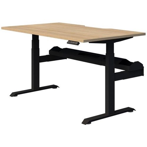 Fiord Plus Electric Single User Height Adjustable Desk 1800mm Classic Oak/Black