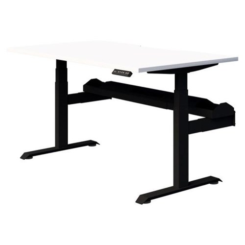 Fiord Plus Electric Single User Height Adjustable Desk 1500mm Snowdrift/Black