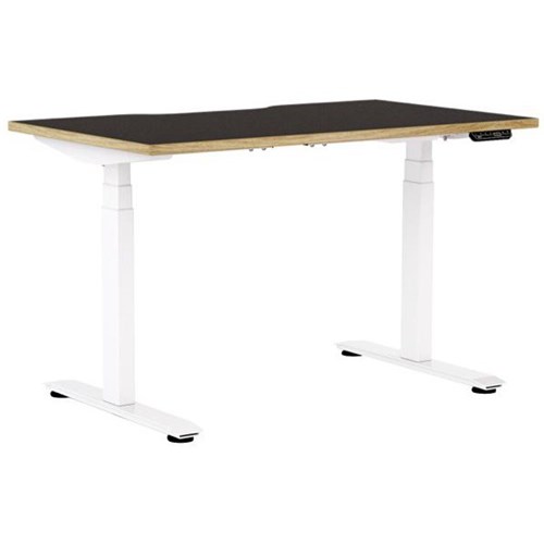 Klever Electric Single User Height Adjustable Desk 1200mm Black/Classic Oak/White