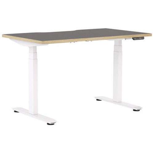 Klever Electric Single User Height Adjustable Desk 1500mm Black/Classic Oak/White