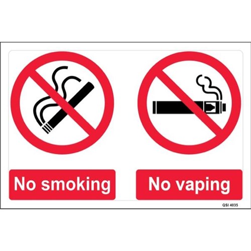 No Smoking No Vaping Plastic Sign 450x300mm