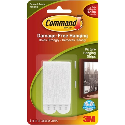 Command™ Picture Hanging Strips Medium White, Pack of 4 Sets