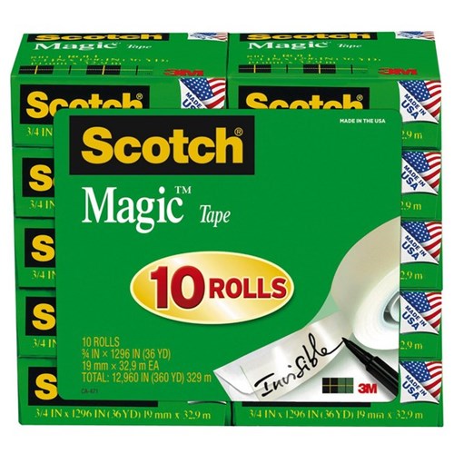 Scotch® Magic™ 810 Invisible Tape 19mm x 32.9m, Pack of 10