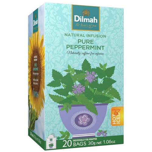 Dilmah Pure Peppermint Leaves Enveloped Tea Bags, Box of 20