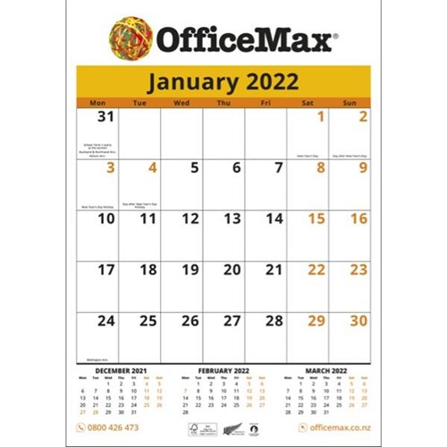 OfficeMax A3 Wall Calendar Month To View 2022 OfficeMax NZ