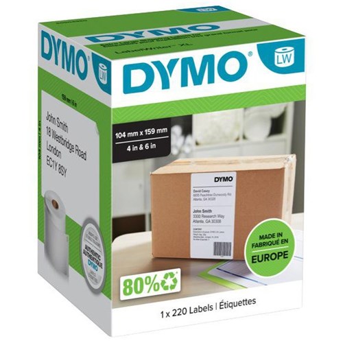 Dymo LabelWriter Shipping Labels Extra Large 104x159mm White, Box of 220