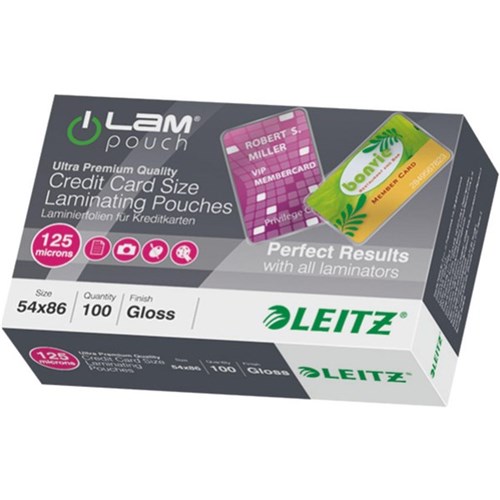 Leitz iLAM Credit Card Laminating Pouches 54x86mm 125 Micron, Pack of 100