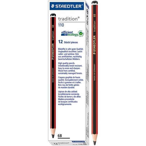 Staedtler Tradition 110 Graphite 6B Pencils, Pack of 12
