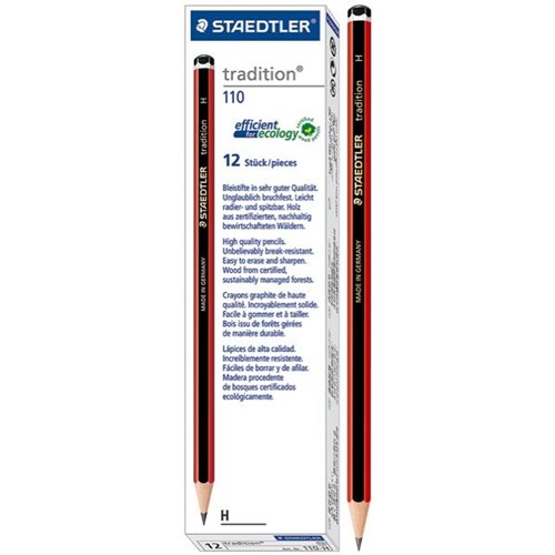 Staedtler Tradition 110 Graphite H Pencils, Pack of 12