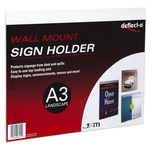 Deflecto Wall Mount Sign & Menu Holder A3 Landscape 47211