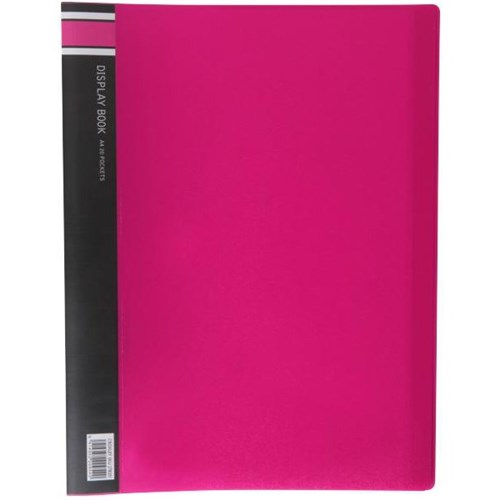 FM Vivid A4 Display Book 20 Pocket Shocking Pink