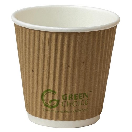Green Choice Ripple Wall Cups 250ml Kraft, Carton of 500
