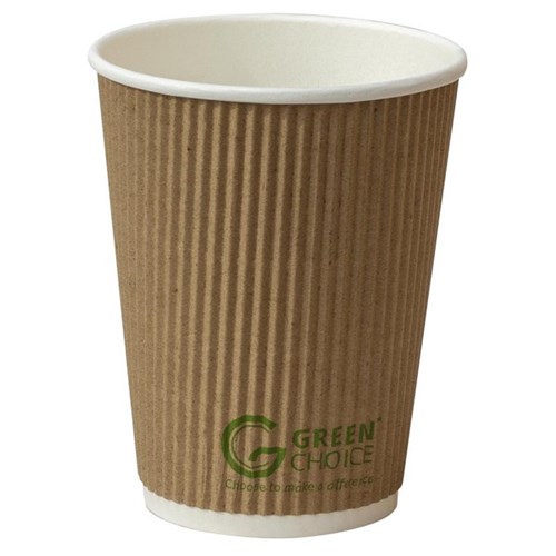 Green Choice Ripple Wall Cups 375ml Kraft, Pack of 25