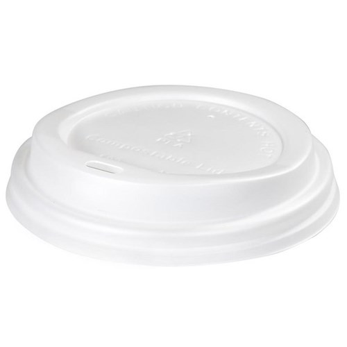 Green Choice Cup Lids White 89mm, Pack of 50