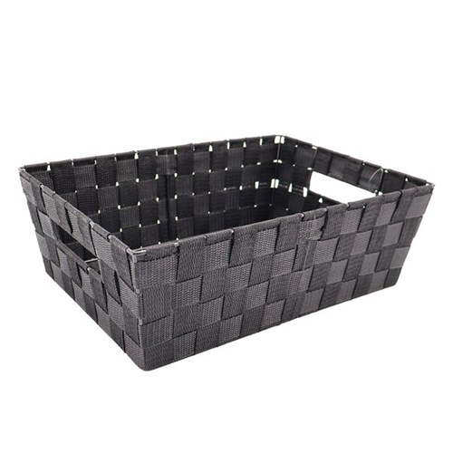 Poly Weave Hamper Storage Tray 380x260x130mm Black