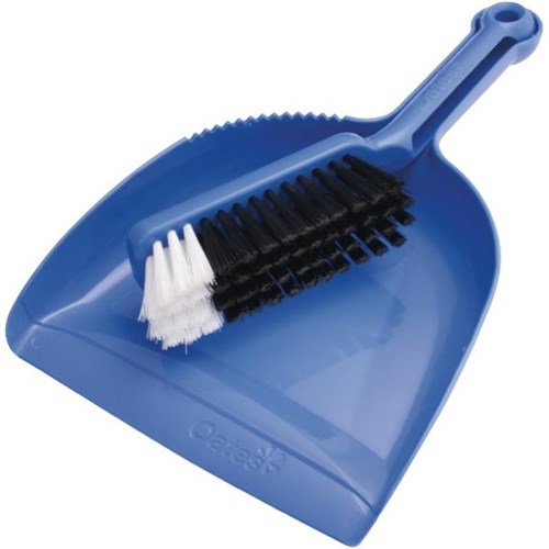 Oates Dustpan & Banister Brush Set Plastic Blue