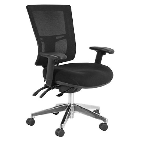 Metro II Chair With Arms Mesh Back 3 Levers Aluminium Base Black