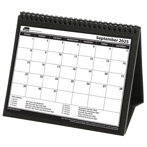 Sasco Desk Calendar Double Sided Black and White 2025