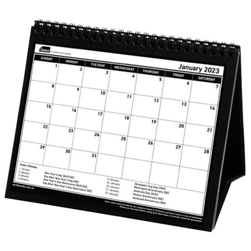 Sasco Desk Calendar Double Sided Black and White 2023 OfficeMax NZ