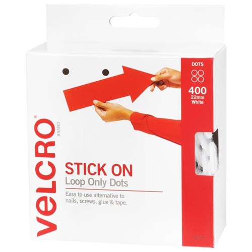 VELCRO® Brand Loop Only Dots Fasteners White 22mm, Box of 400