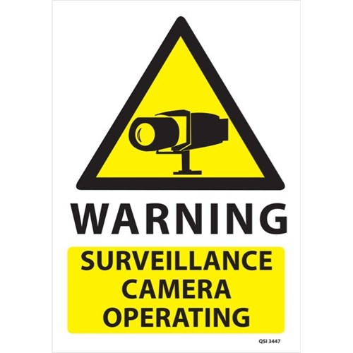 Warning Surveillance Camera Operating Sign 230x300mm