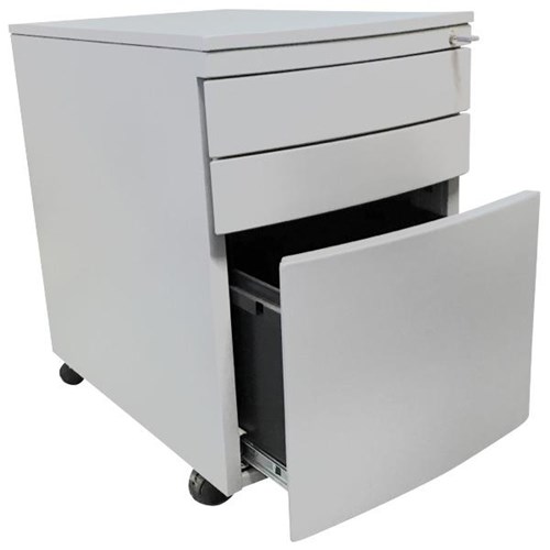 Space Mobile Pedestal 3 Drawer Silver | OfficeMax NZ