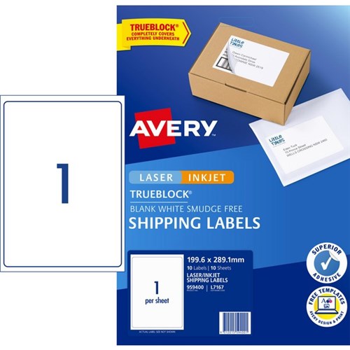 Avery Internet Shipping Laser & Inkjet Labels L7167 White 1 Per Sheet
