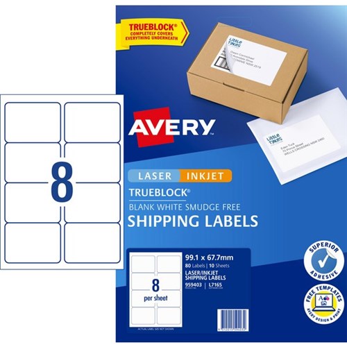 Avery Internet Shipping Laser & Inkjet Labels L7165 White 8 Per Sheet