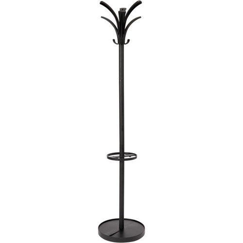 Brio Coat Stand 9 Hooks With Umbrella Stand 380x1770mm Black