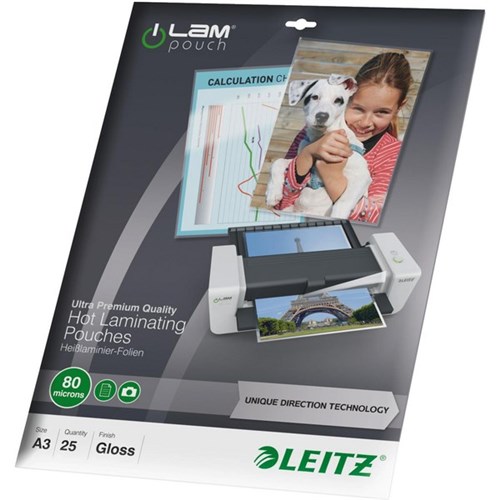 Leitz iLam A3 Laminating Pouches Premium 80 Micron, Pack of 25