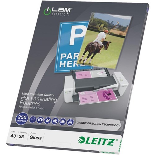 Leitz iLam UDT A3 Laminating Pouches Premium 250 Micron, Pack of 25