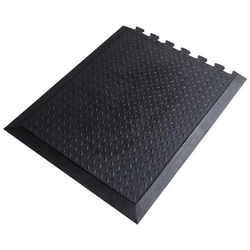 ComfortLock Anti-Fatigue Mat Rubber End Black 710x780x12mm