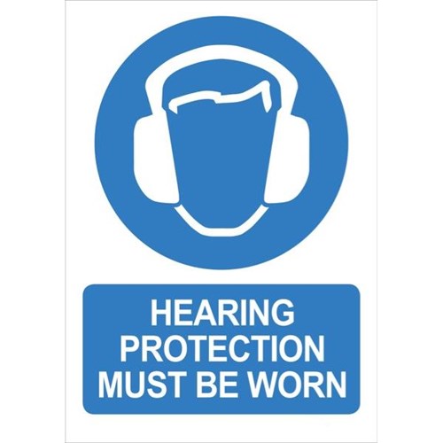 Hearing Protection Must Be Worn Safety Sign 340x240mm | OfficeMax NZ