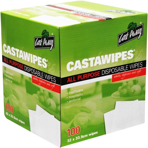 Castaway Perforated Wipes Standard 320 x 335mm White, Box of 100