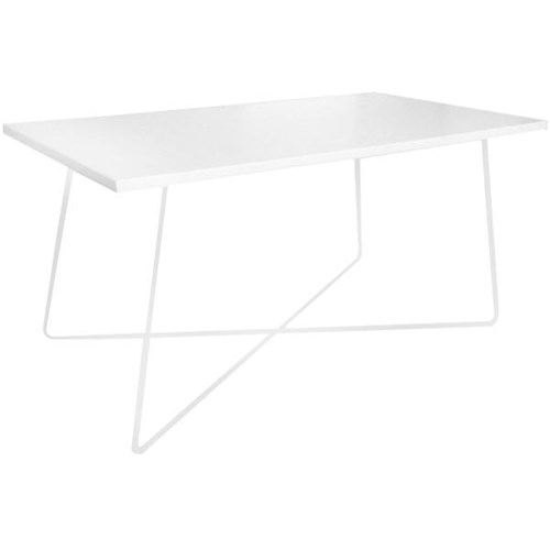 Criss Cross Coffee Table 1000x500mm White Frame Rectangle Snowdrift Top