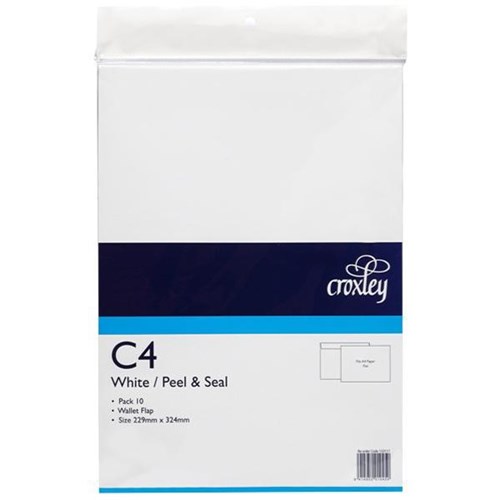Croxley C4 Envelope Peel & Seal Wallet Flap White, Pack of 10 133117