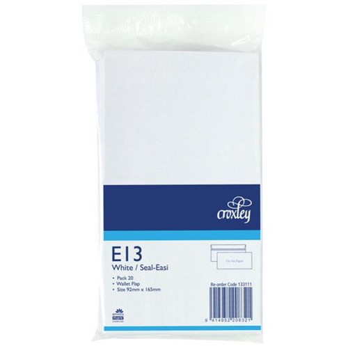 Croxley E13 133111 Envelope Seal Easi, Pack of 20