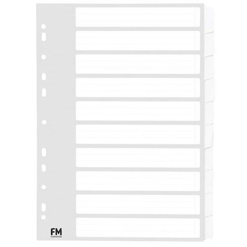 FM Index Dividers 10 Tab A4 Cardboard White