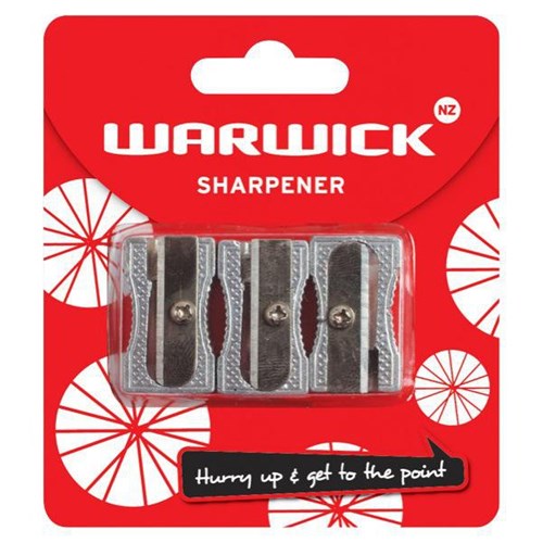 Warwick Metal Pencil Sharpeners Single Hole Hangsell, Pack of 3