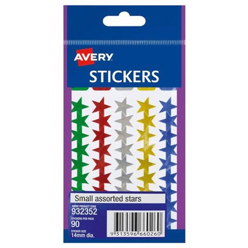 Avery Star Stickers Assorted Colours, Pack of 90