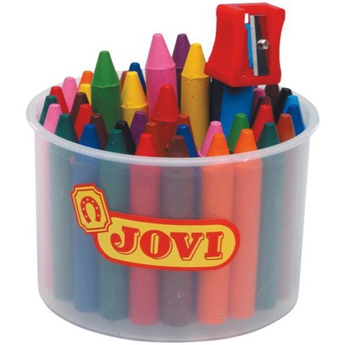 Jovi Wax Crayons 12 Assorted Colours, Tub of 60