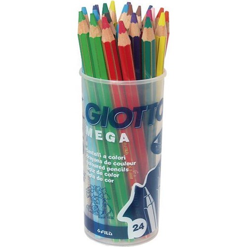 Giotto Mega Chunky Coloured Pencils, Tub of 24