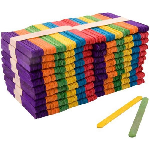 Wooden Pop Sticks Assorted Colours 115x9mm, Pack of 1000