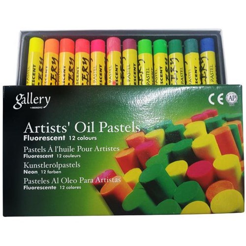 Mungyo Gallery Oil Pastels Assorted Fluorescent Colours, Pack of 12