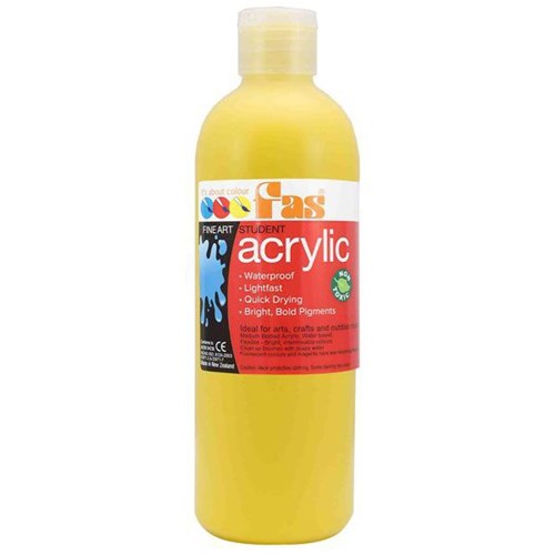 Fas Student Acrylic Paint 500ml Cool Yellow