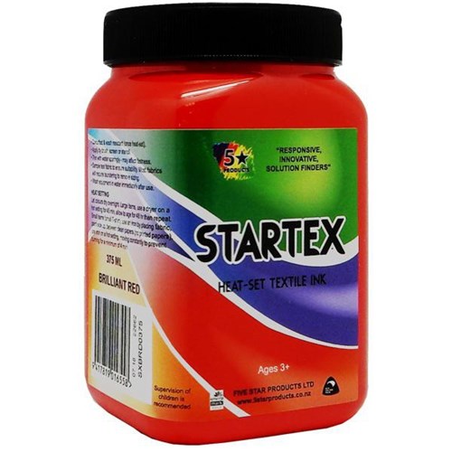 Five Star Startex Textile Ink 375ml Brilliant Red