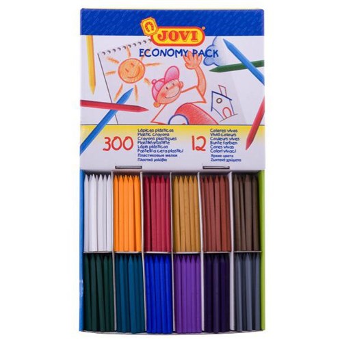 Jovi Plastic Crayons Classroom Pack B Assorted Colours, Box of 300
