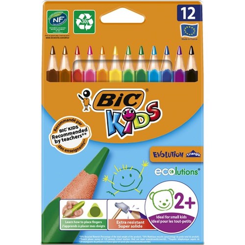 BIC Kids Evolution Triangular Colouring Pencils, Pack of 12