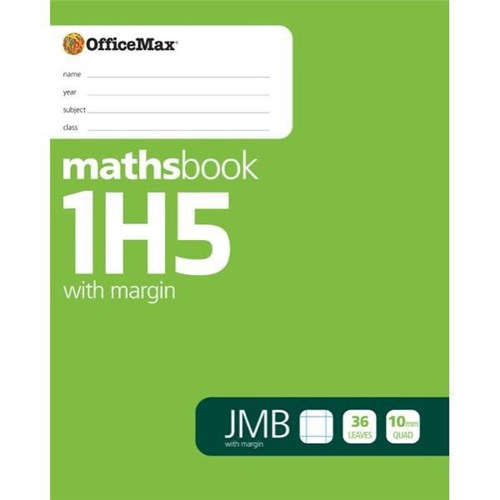OfficeMax 1H5 JMB Maths Book 10mm Quad with Margin 36 Leaves
