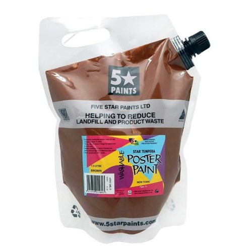Five Star Tempera Poster Paint 1.5L Pouch Brown